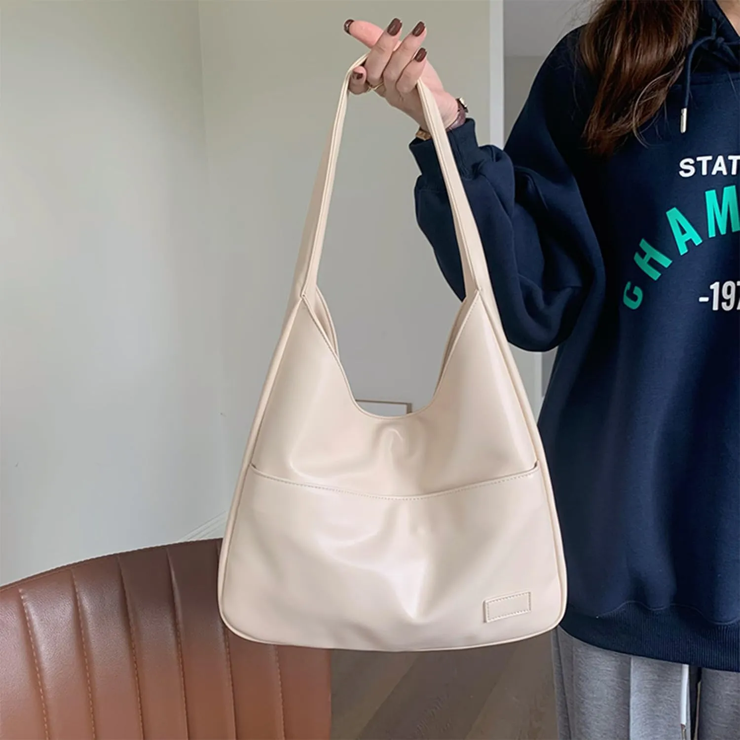 Maya Shoulder Bag, Large Capacity Leather Tote Bag for Women, Hobo Bags for School