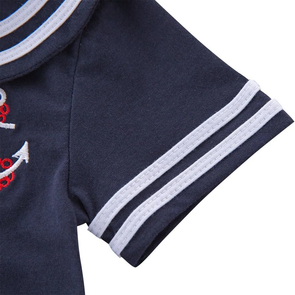 May's Baby Toddler Boys Sailor Stripe Romper Marine Navy Romper Outfit