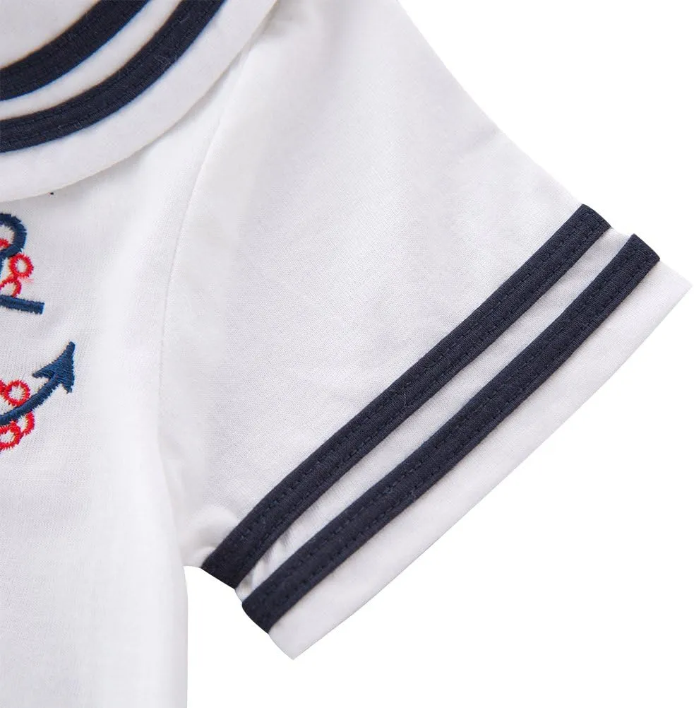 May's Baby Toddler Boys Sailor Stripe Romper Marine Navy Romper Outfit