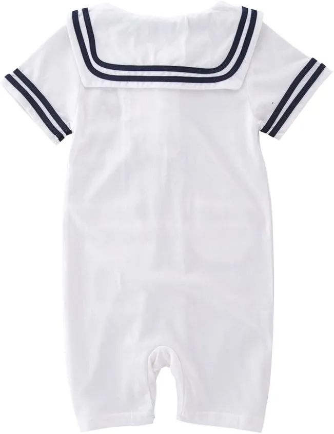 May's Baby Toddler Boys Sailor Stripe Romper Marine Navy Romper Outfit