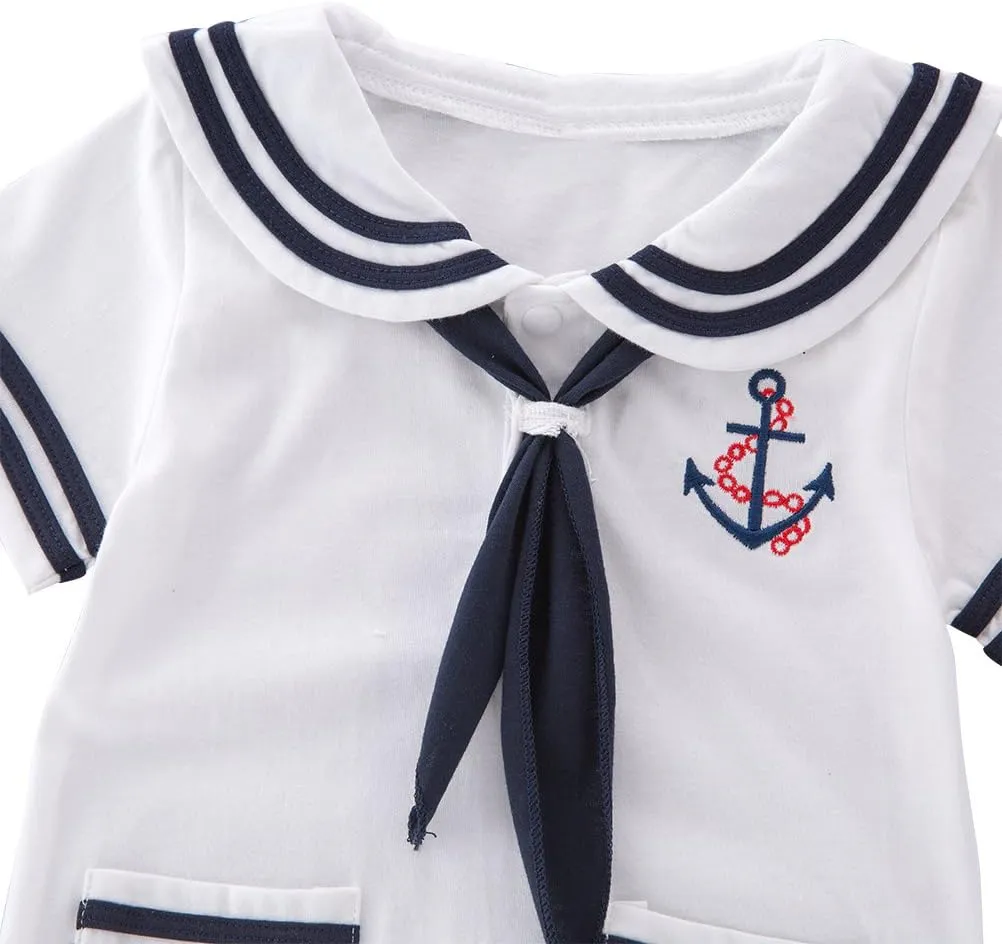 May's Baby Toddler Boys Sailor Stripe Romper Marine Navy Romper Outfit