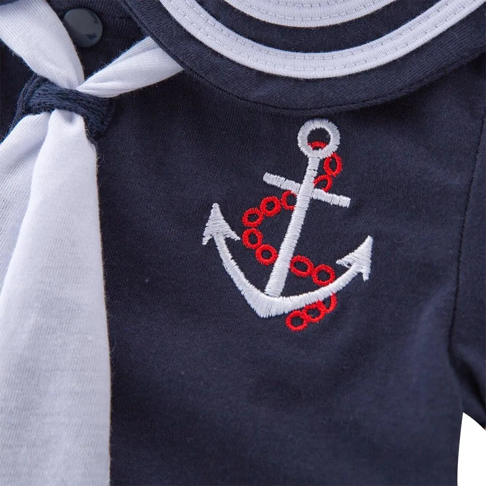 May's Baby Toddler Boys Sailor Stripe Romper Marine Navy Romper Outfit