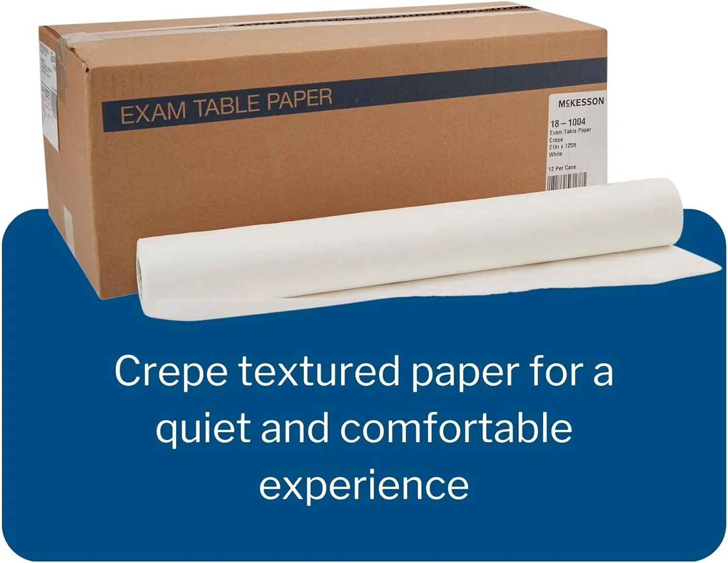 McKesson Medical Exam Table Paper [12 Rolls] – Bed Table Sheet Cover Ideal for Diaper Changing, Waxing, Nursing, Chiropractor, Patternmaking, Tracing - Economy Crepe Paper Roll - White, 21 in x 125 ft
