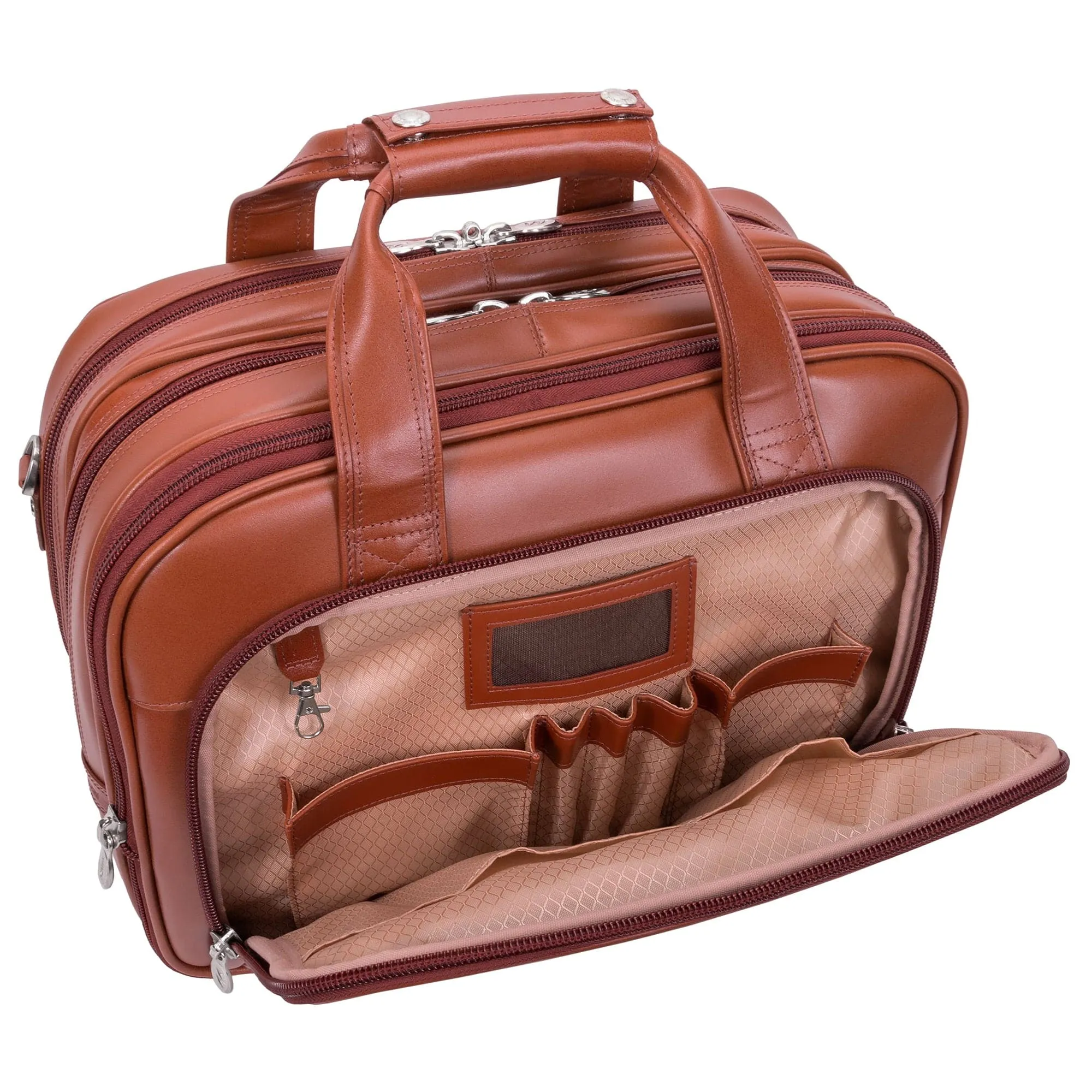 McKlein USA Damen 17" Leather Patented Detachable - Wheeled Laptop Briefcase