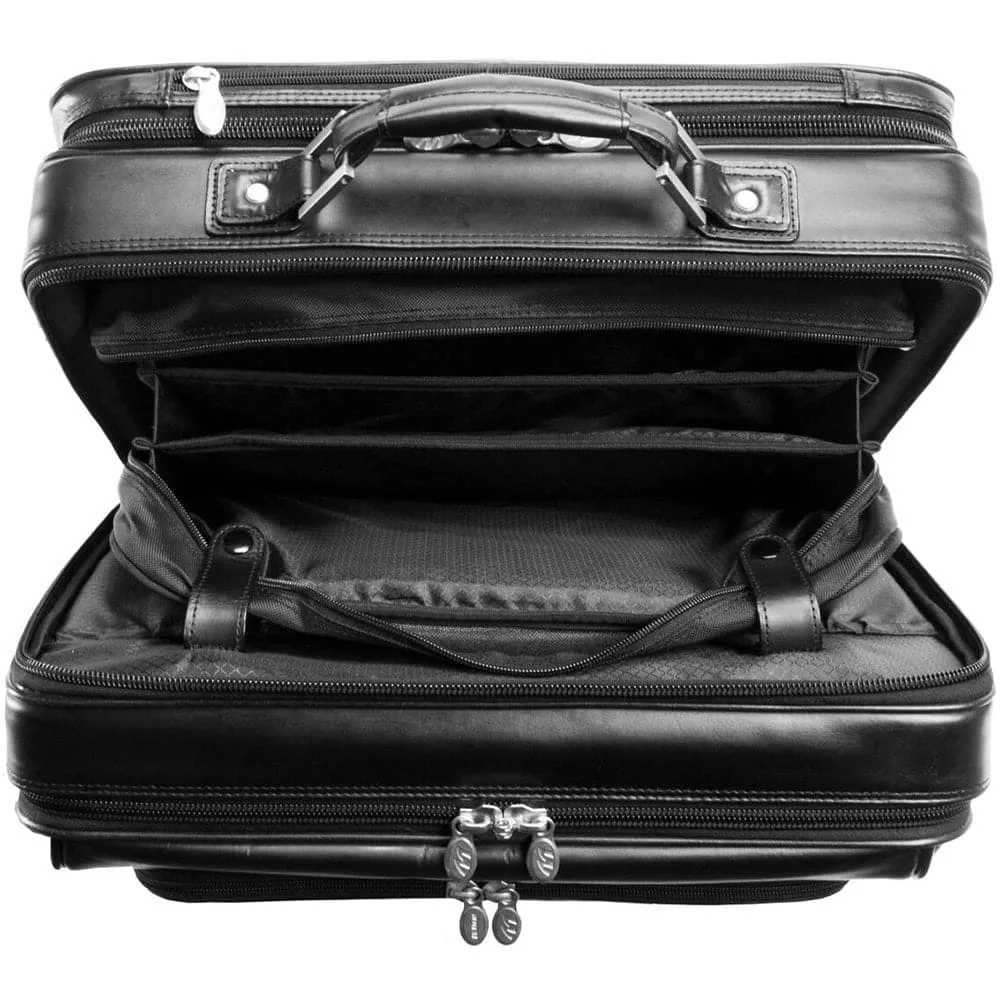 McKlein USA Lasalle 17" Leather Wheeled Laptop Overnight with Removable Briefcase
