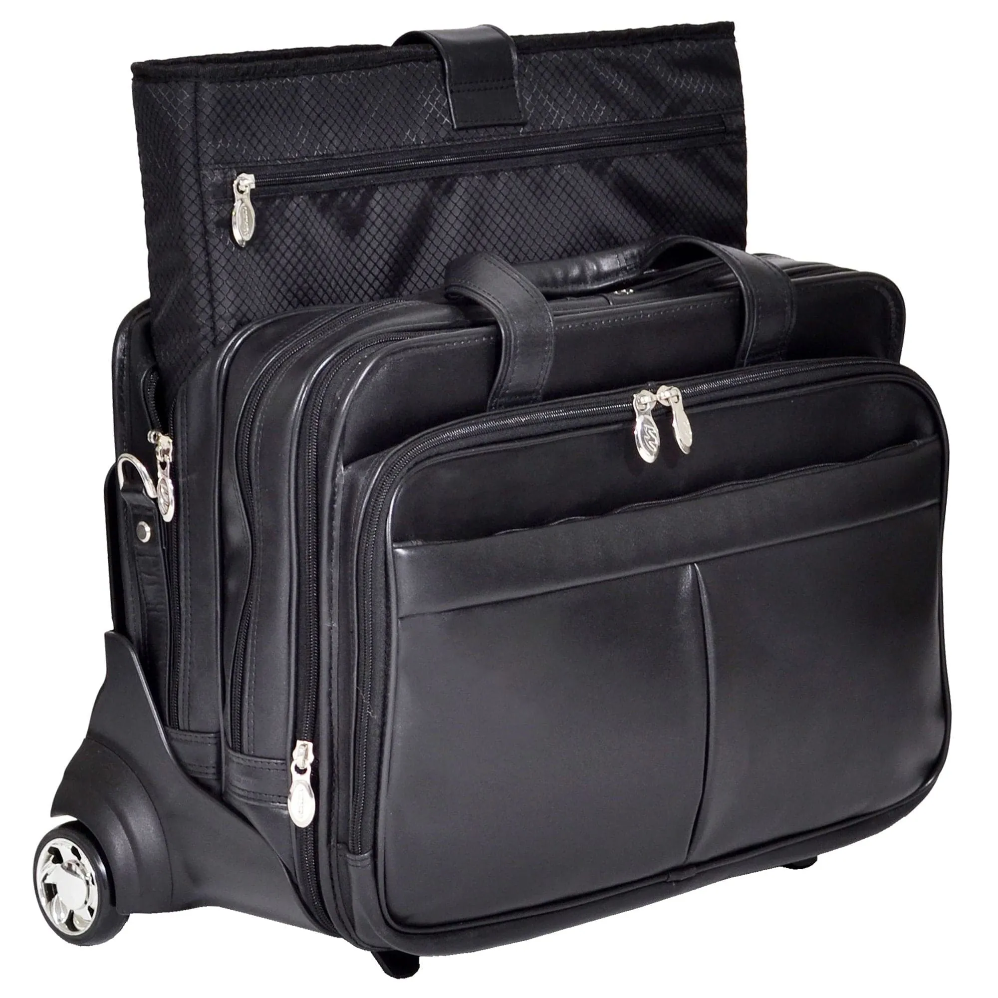 McKlein USA Roosevelt 17" Leather Patented Detachable -Wheeled Laptop Briefcase