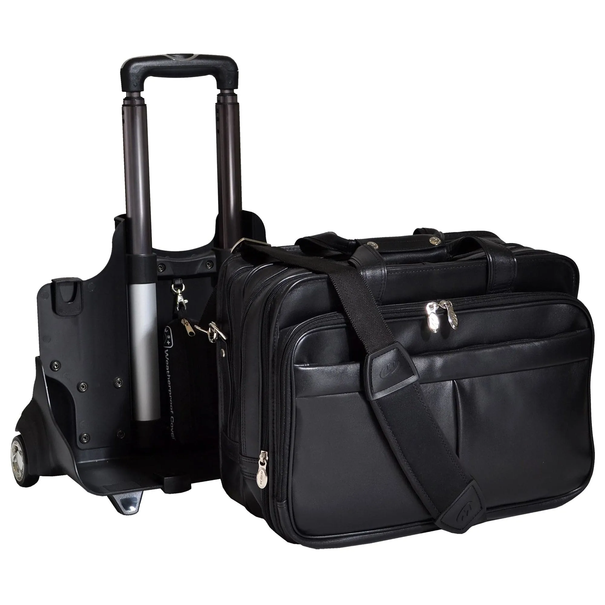 McKlein USA Roosevelt 17" Leather Patented Detachable -Wheeled Laptop Briefcase