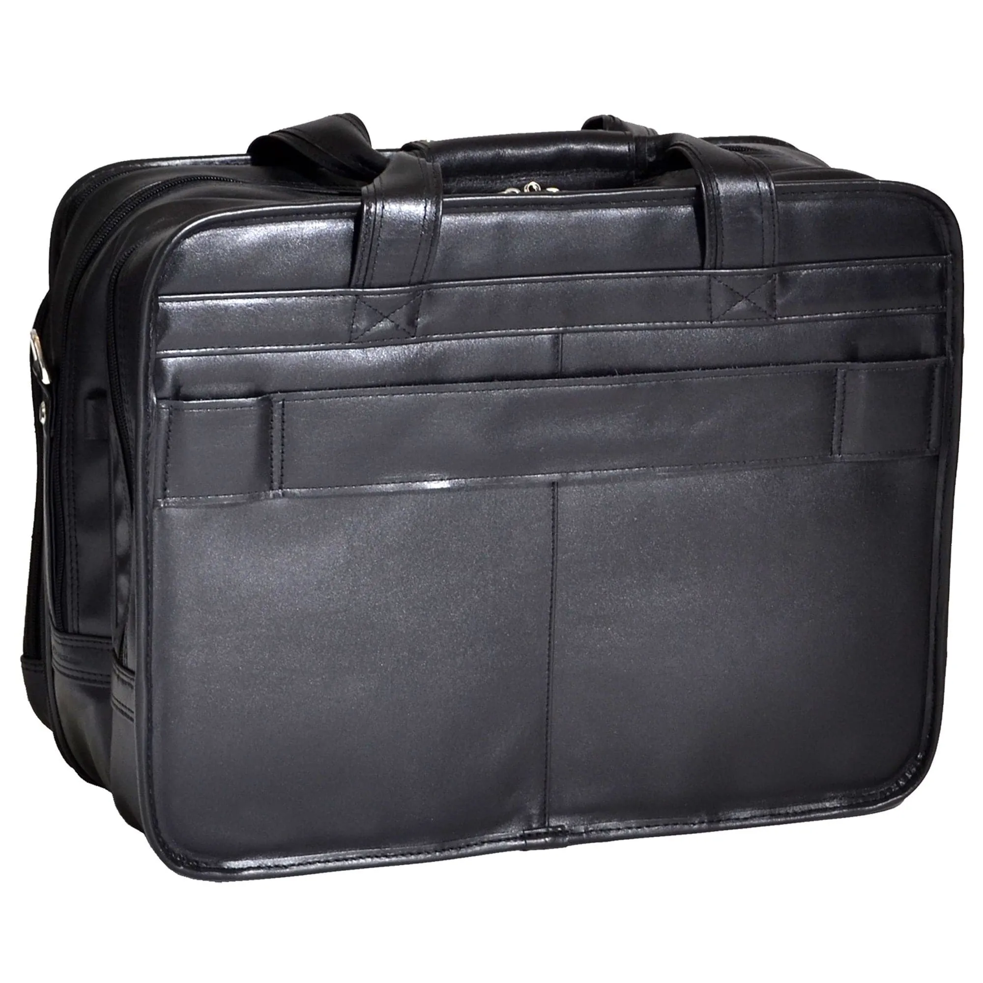 McKlein USA Roosevelt 17" Leather Patented Detachable -Wheeled Laptop Briefcase