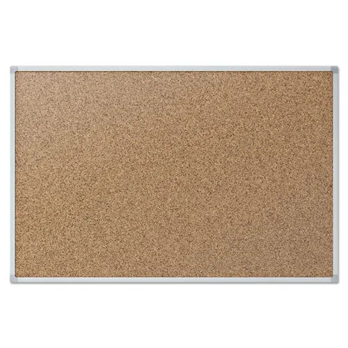 Mead® Economy Cork Board with Aluminum Frame, 36" x 24", Tan Surface, Satin Aluminum Frame