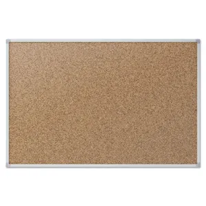 Mead® Economy Cork Board with Aluminum Frame, 36" x 24", Tan Surface, Satin Aluminum Frame