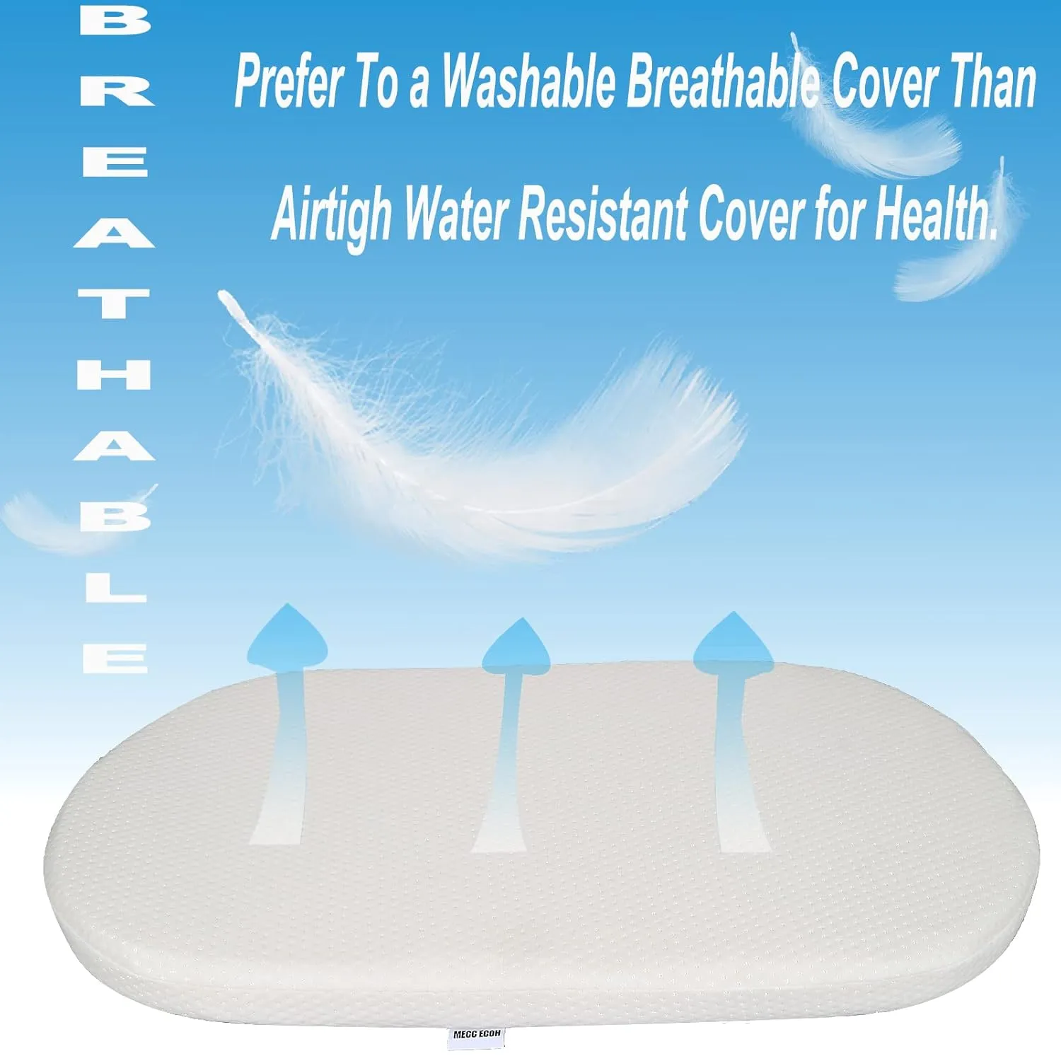 Mecc ecoh Baby Bassinet Mattress, 100% Breathable Cover, Water-Resistant Lining, Oval 33"x20"x2" Fit for Maxi-COSI Bassinet, 33"x20"