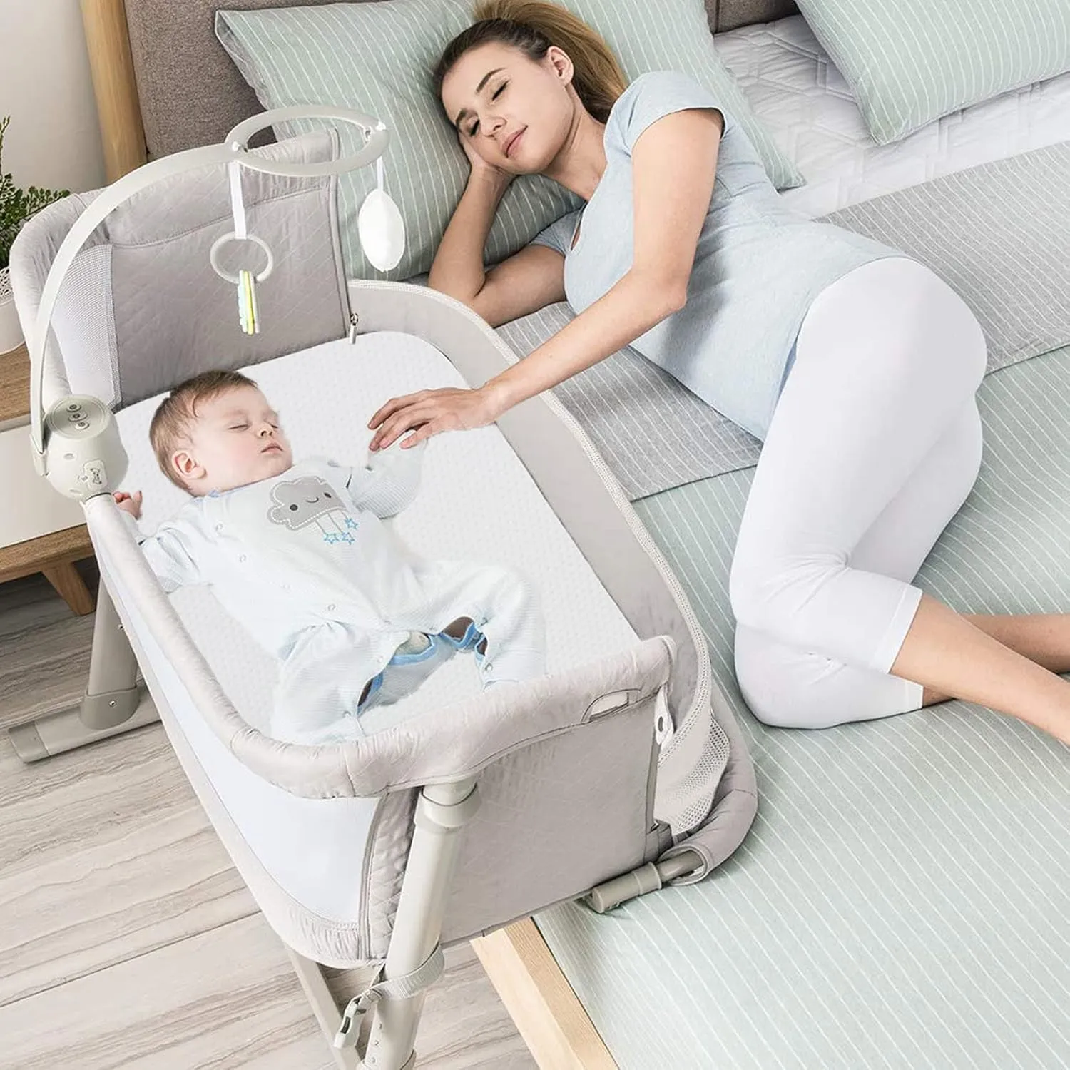 Mecc ecoh Baby Bassinet Mattress, 100% Breathable Cover, Water-Resistant Lining, Rectangle 31.5"x21"x2" Fit for Yacul/Ronbei/Bellababy/Chicco LullaGo Bassinet