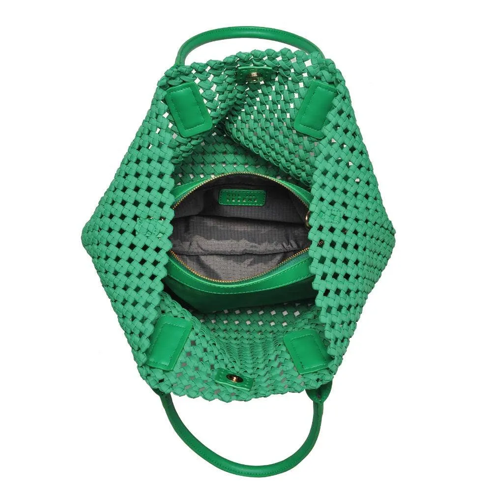 Medium Hand Woven Solstice Knot Tote, Kelly Green