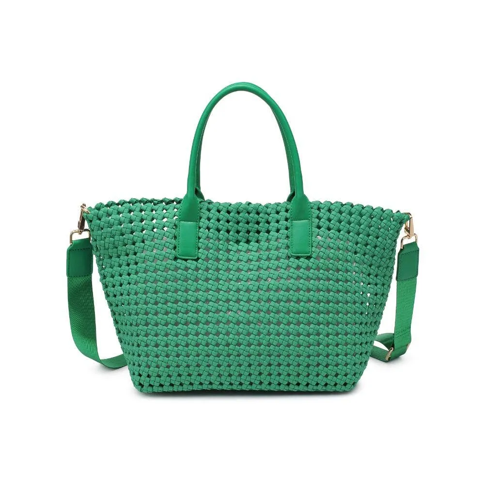 Medium Hand Woven Solstice Knot Tote, Kelly Green