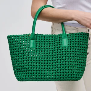 Medium Hand Woven Solstice Knot Tote, Kelly Green