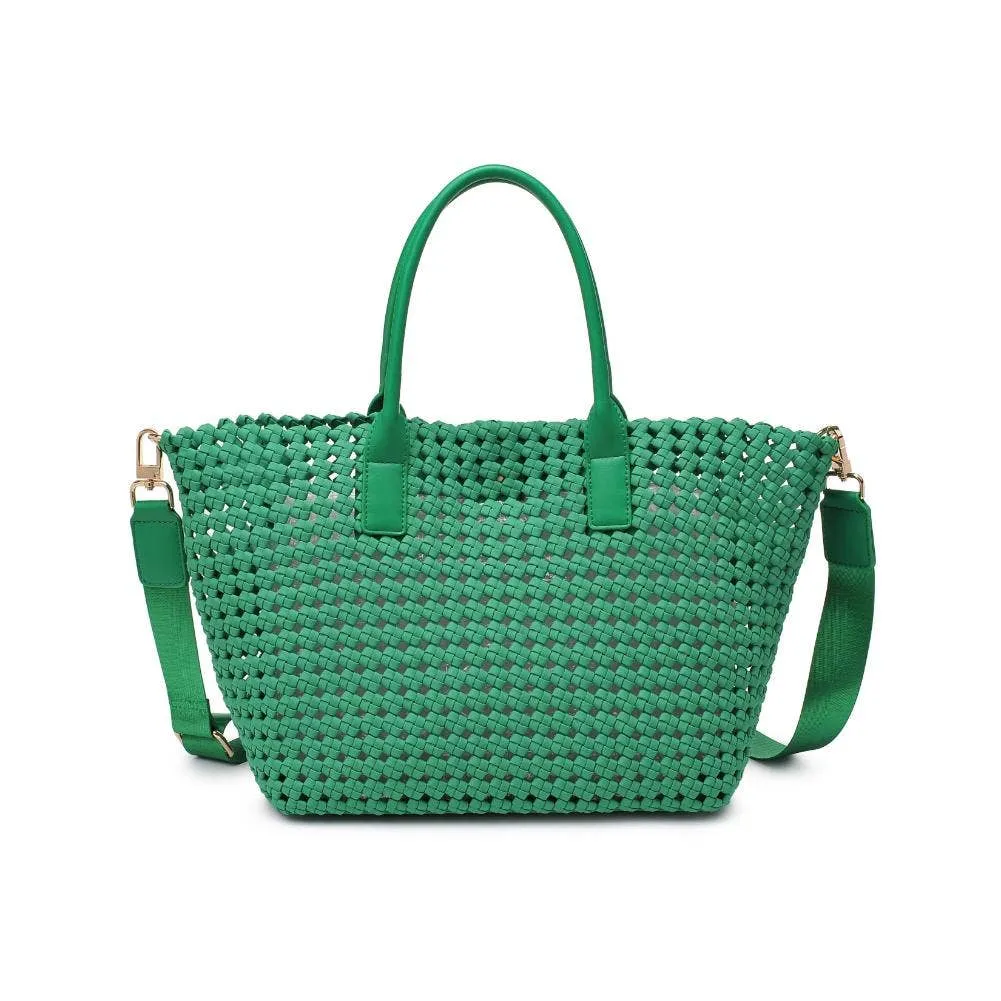 Medium Hand Woven Solstice Knot Tote, Kelly Green