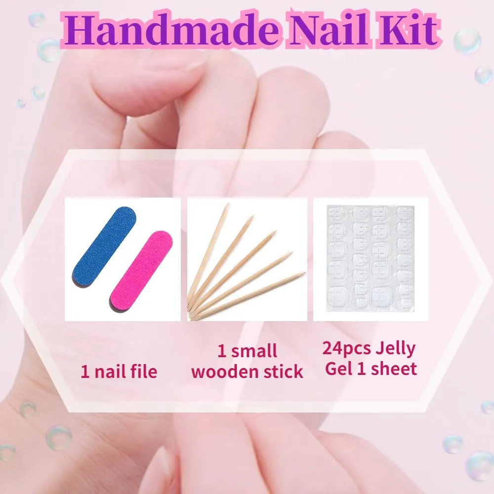 Medium - Luxury Medium Almond 3D False Nails Women Reusable ABS Material Finger Printed Nail Tip French Salon Design Artificial Fingernail-M-size