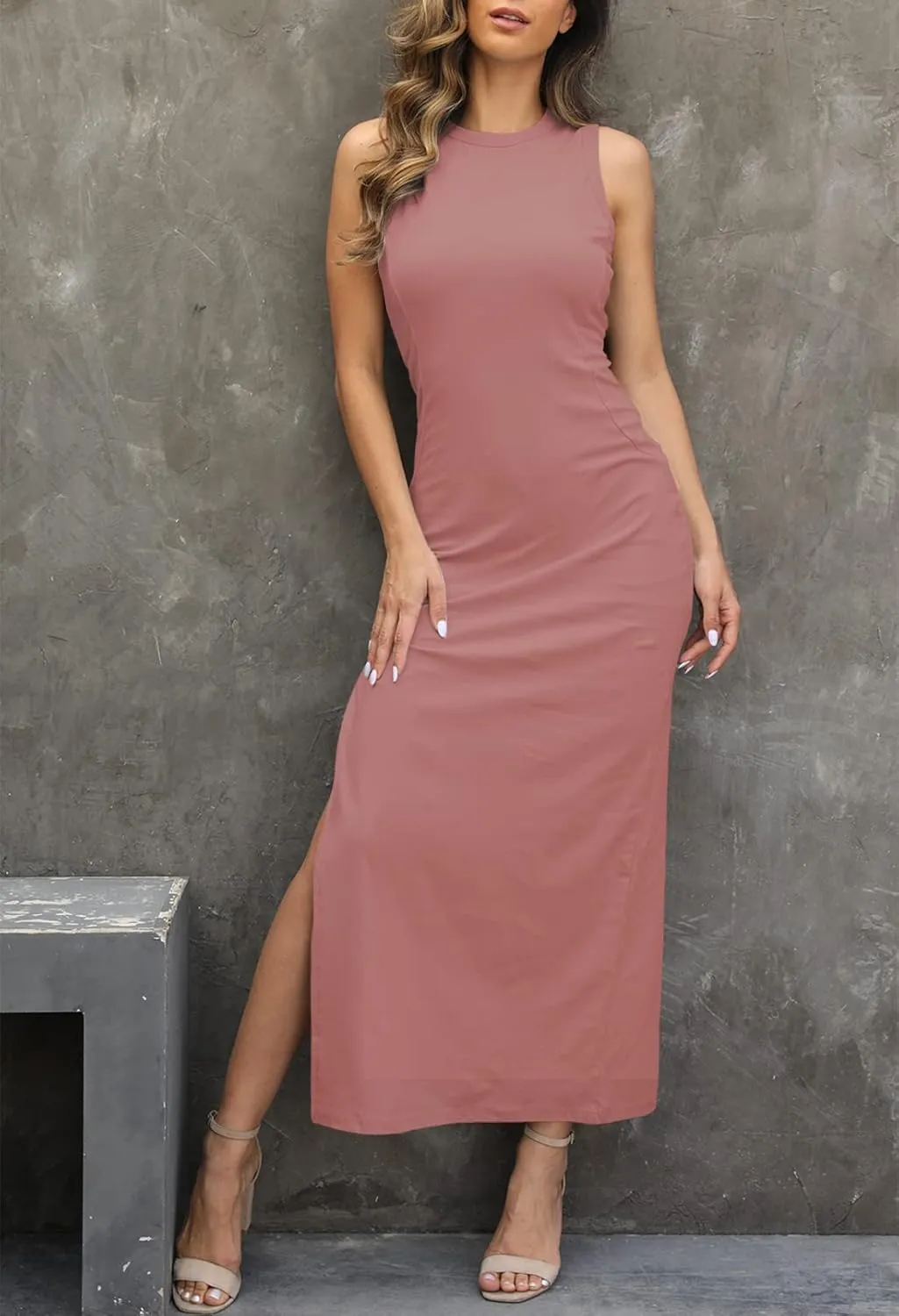Meenew Women's Party Beach Vacation High Slit Summer Maxi Long Bodycon Dress