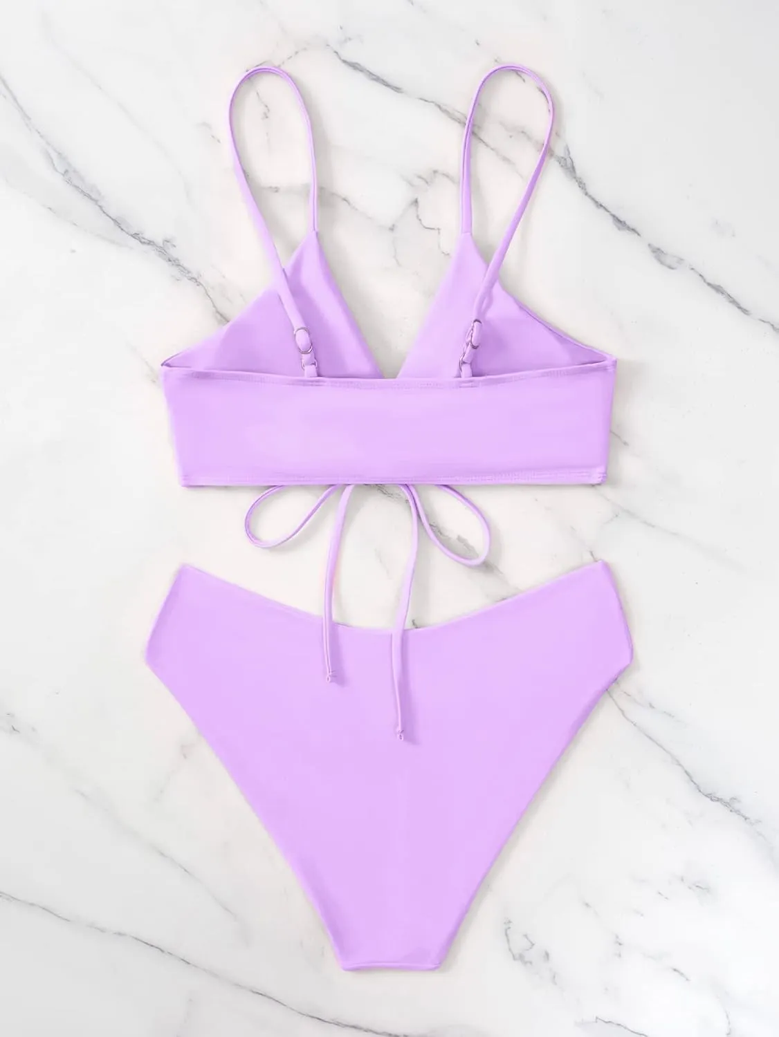 Meetall Women's High Cut String Triangle Bikini Set Swimsuits Sexy Bathing Suits 2 Piece