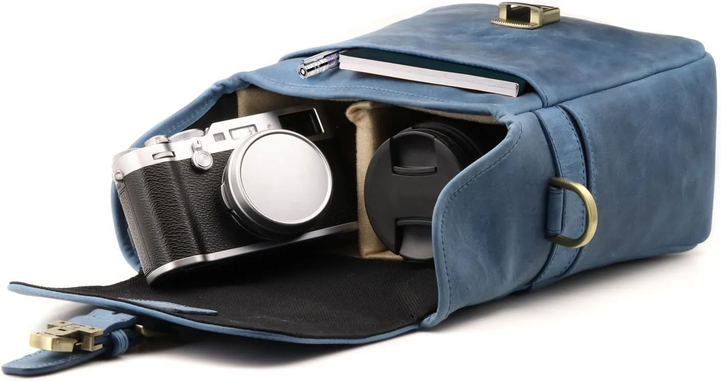 MegaGear Torres Mini MG1328 Genuine Leather Camera Messenger Bag for Mirrorless, Instant and DSLR Cameras