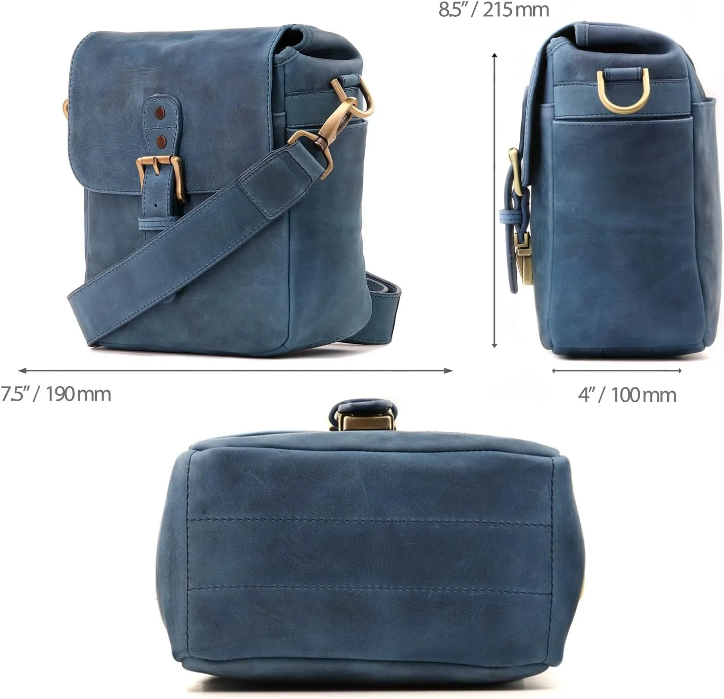 MegaGear Torres Mini MG1328 Genuine Leather Camera Messenger Bag for Mirrorless, Instant and DSLR Cameras