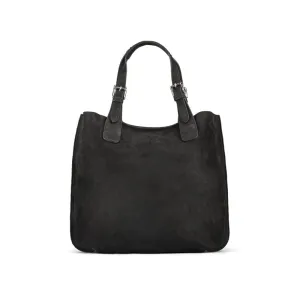 Megan Nubuck Hobo Handbag - Black