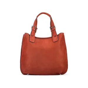 Megan Nubuck Hobo Handbag - Rust