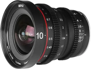 Meike 10mm T2.2 Large Aperture Manual Focus Low Distortion 6K Mini Prime Cine Lens for Micro Four Thirds Mount Compatible with Olympus Panasonic Lumix Cameras and BMPCC 4K Zcam E2 GH5 GH6 GH7