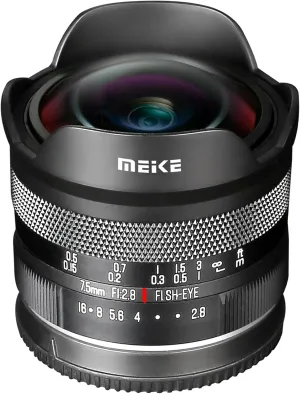 Meike 7.5mm f2.8 Ultra Wide Angle Manual Focus Diagonal Fisheye Lens Compatible with Canon EF-M Mount Mirrorless Cameras EOS M M2 M3 M5 M6 M10 M50 M100 M6II M200 etc
