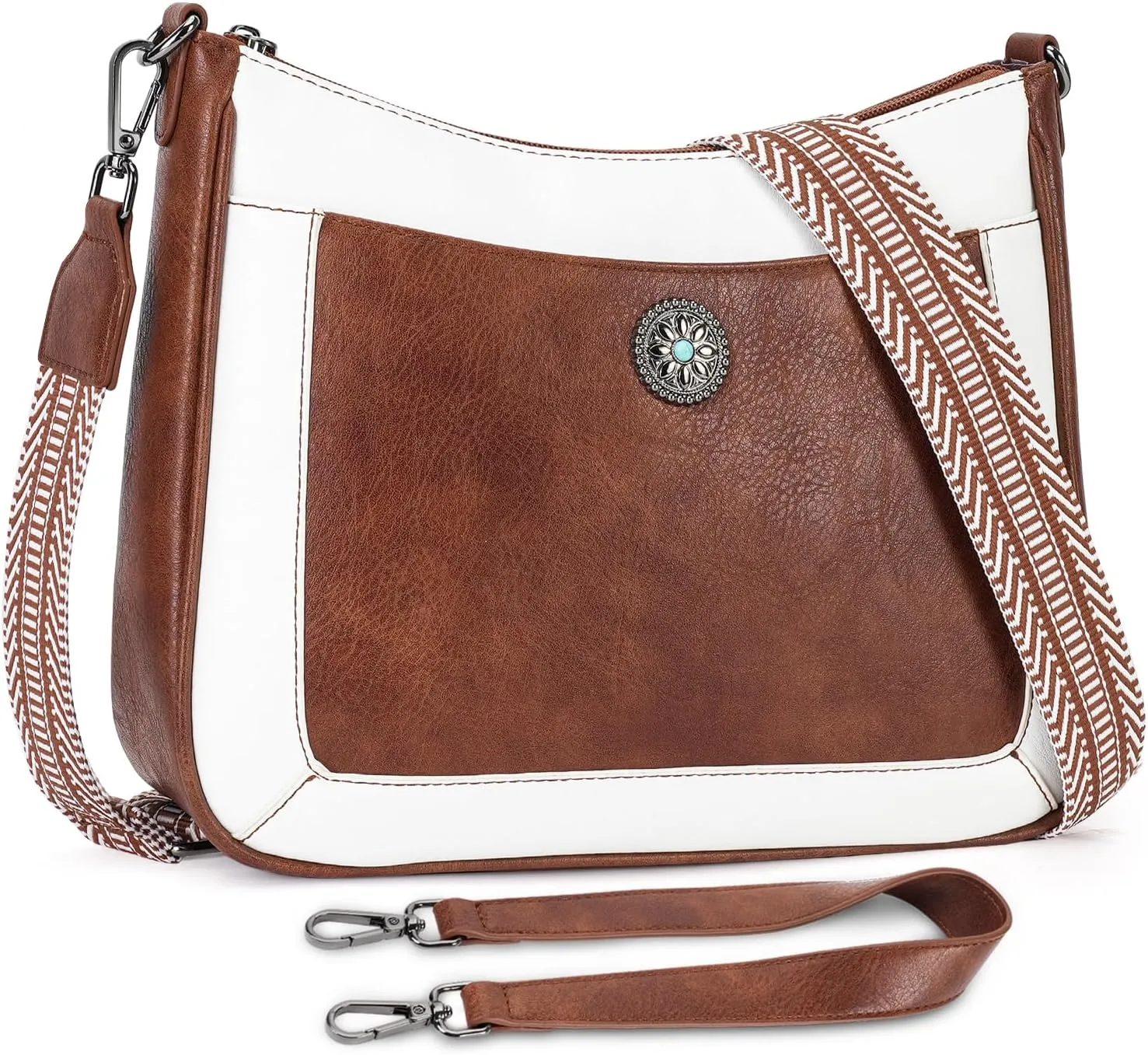 MEITRUE Crossbody Bags for Women Trendy, Leather Hobo purse with 2 Strap, Women's Crossbody Shoulder Handbags