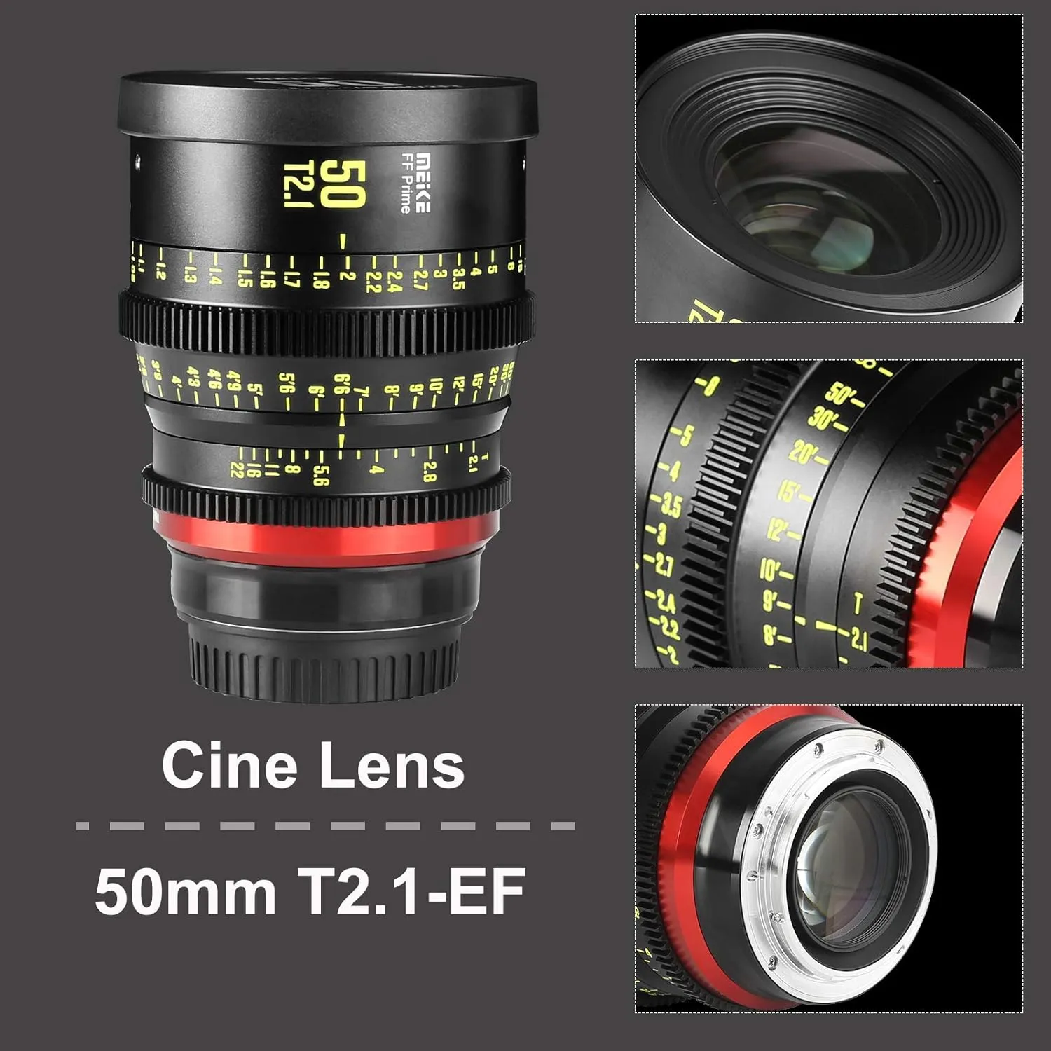 MEKE 50mm T2.1 Full Frame Manual Focus Cinema Lens for Cinema Cameras with EF Mount