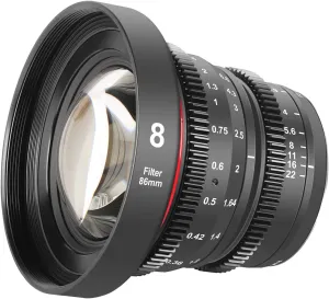 MEKE 8mm T2.9 Large Aperture Manual Focus Prime Low Distortion 4K Mini Cine Lens for Micro Four Thirds M4/3 MFT Compatible with Olympus/Panasonic Lumix Cameras and BMPCC 4K Zcam E2 GH5 GH6 GH7
