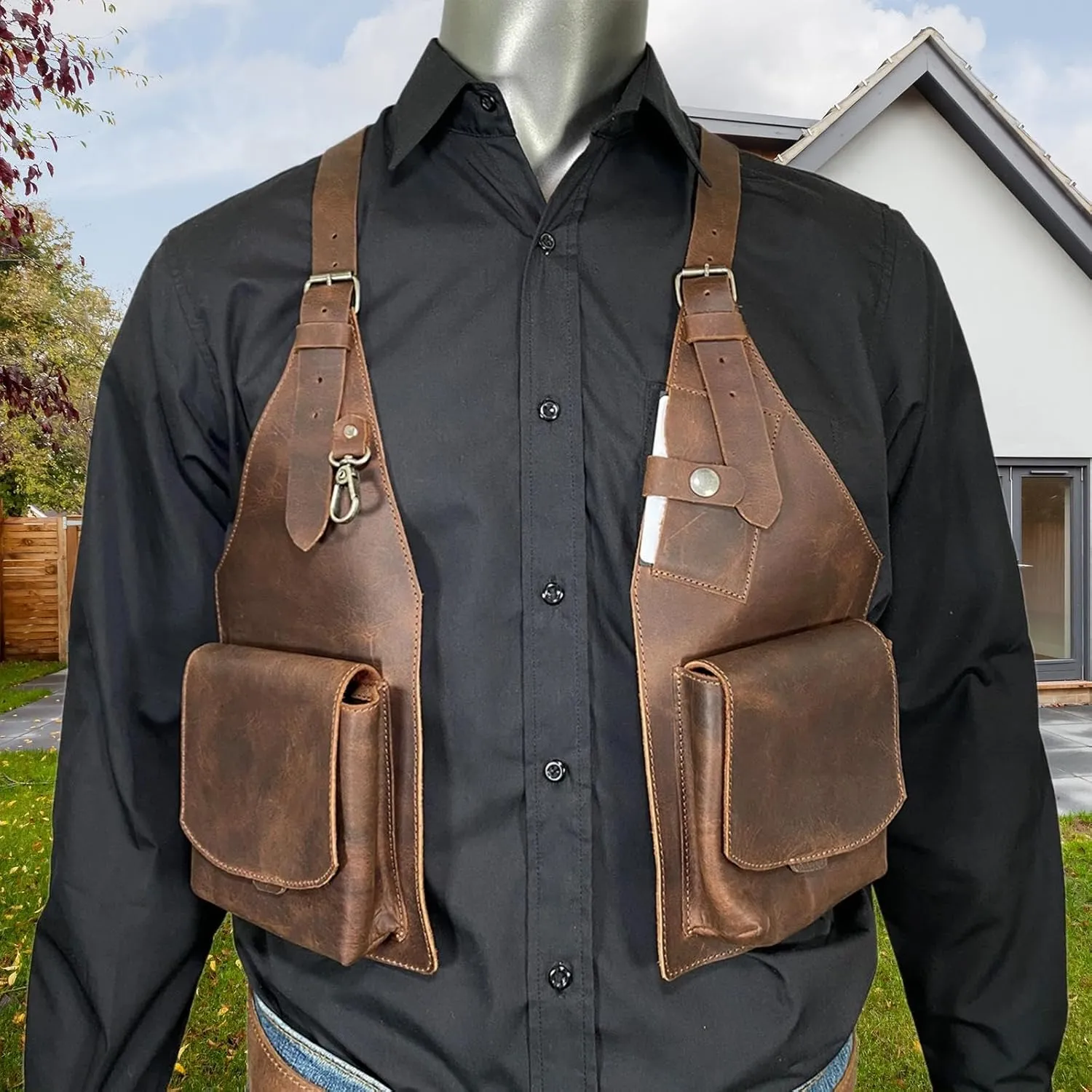 Men Anti Underarm Shoulder Bag Adjustable PU Leather Strap Wallet Bag Outdoor Phone Bag