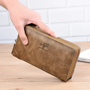 Men's Capacity Double Zip Clutch Swiping Multifunctional Zipper Men's Wallets