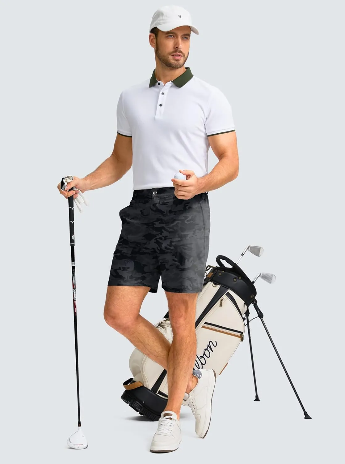 Men's Casual Shorts 7" Lightweight Golf Shorts for Men Stretch with 3 Pockets Quick Dry Breathable Work Shorts
