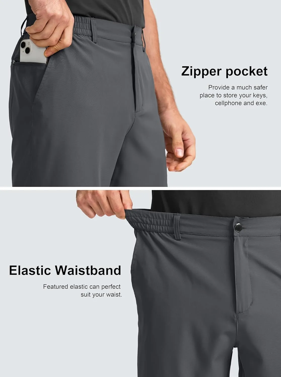 Men's Casual Shorts 7" Lightweight Golf Shorts for Men Stretch with 3 Pockets Quick Dry Breathable Work Shorts