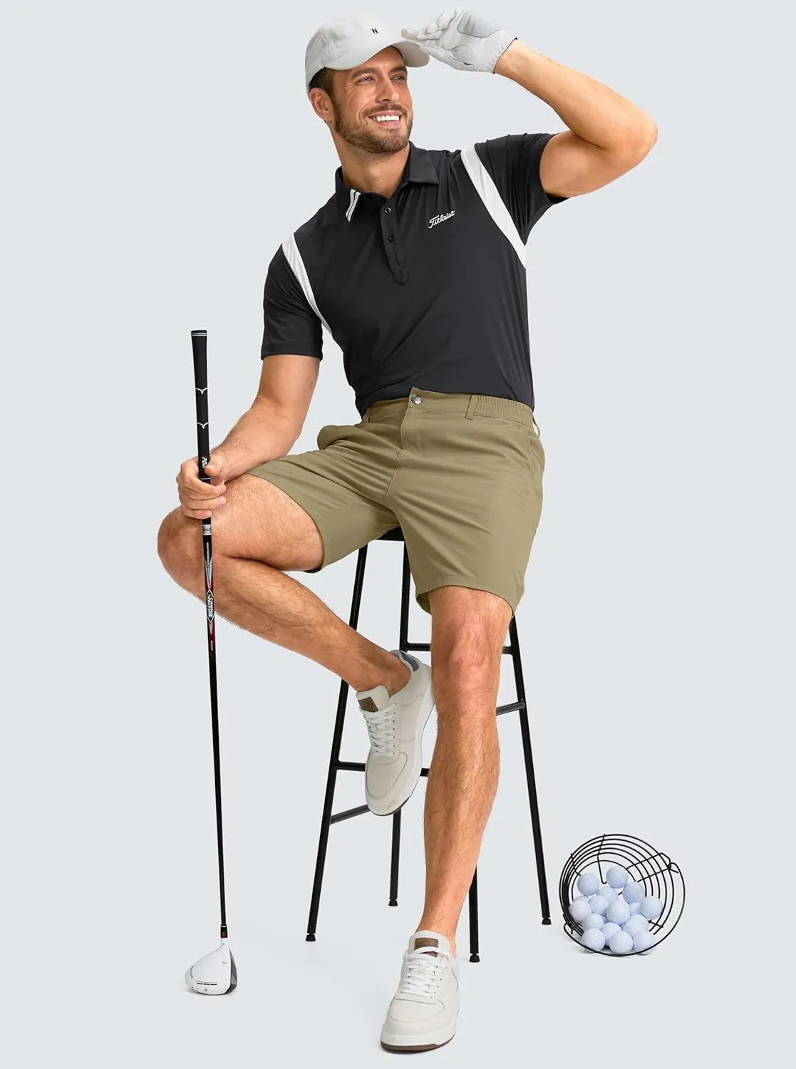 Men's Casual Shorts 7" Lightweight Golf Shorts for Men Stretch with 3 Pockets Quick Dry Breathable Work Shorts