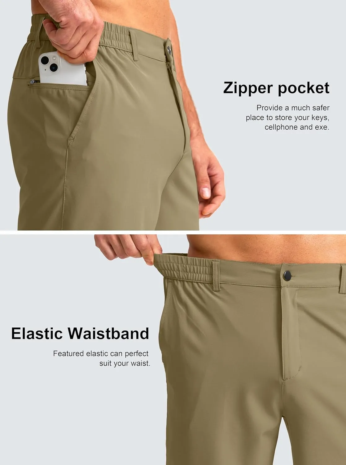 Men's Casual Shorts 7" Lightweight Golf Shorts for Men Stretch with 3 Pockets Quick Dry Breathable Work Shorts