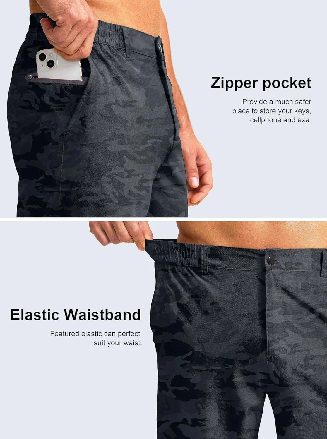 Men's Casual Shorts 7" Lightweight Golf Shorts for Men Stretch with 3 Pockets Quick Dry Breathable Work Shorts