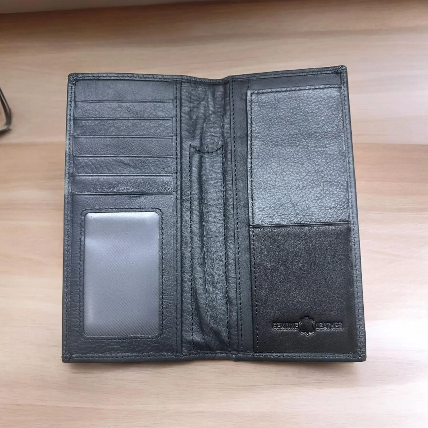 Mens Cowboy Praying At Cross Western Leather Long Wallet Bifold Cowhair BasketWeave Studded Checkbook Style Mens Wallets Leather Bull Rider Rodeo Gifts For Men (Black)