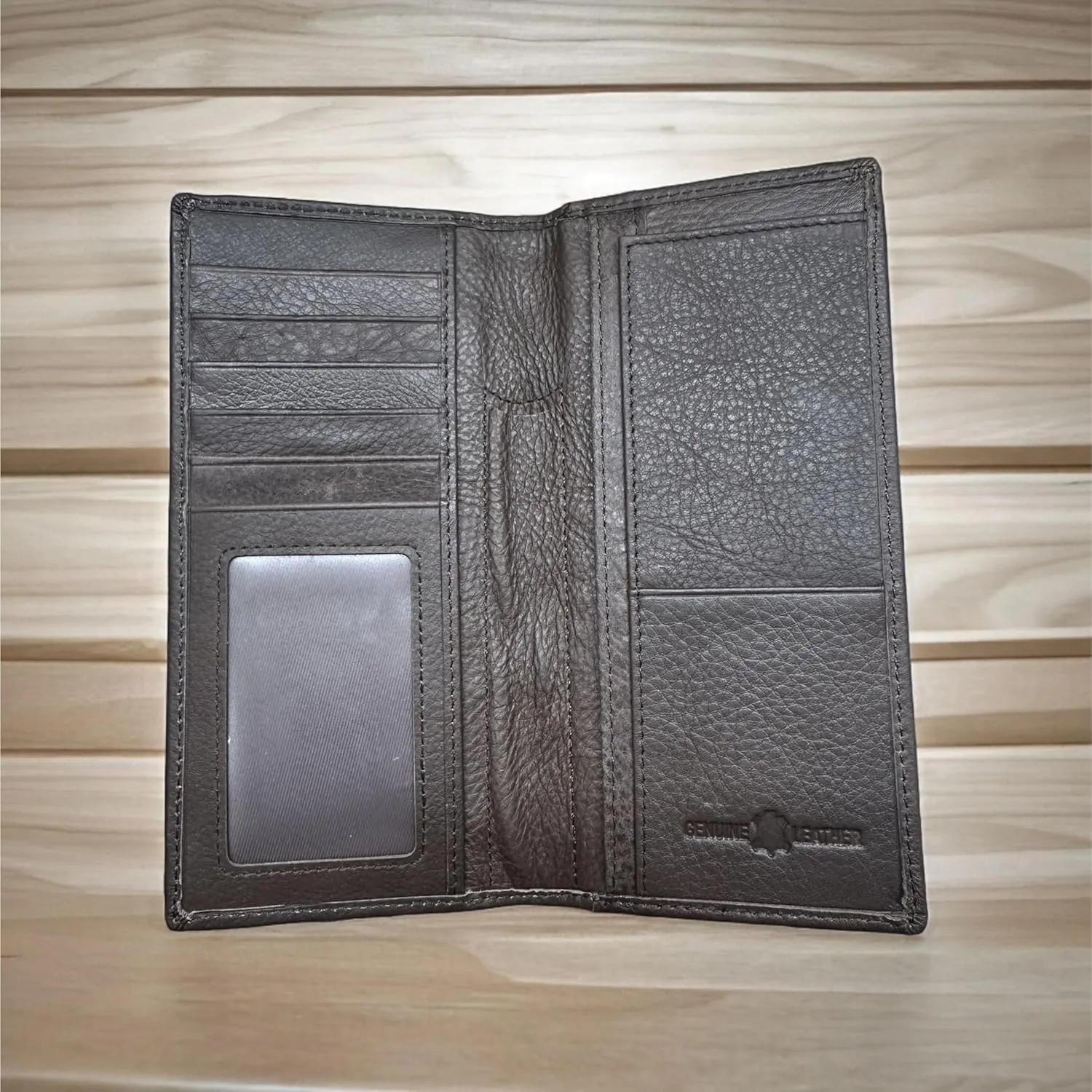 Mens Cowboy Praying At Cross Western Leather Long Wallet Bifold Cowhair BasketWeave Studded Checkbook Style Mens Wallets Leather Bull Rider Rodeo Gifts For Men (Coffee)