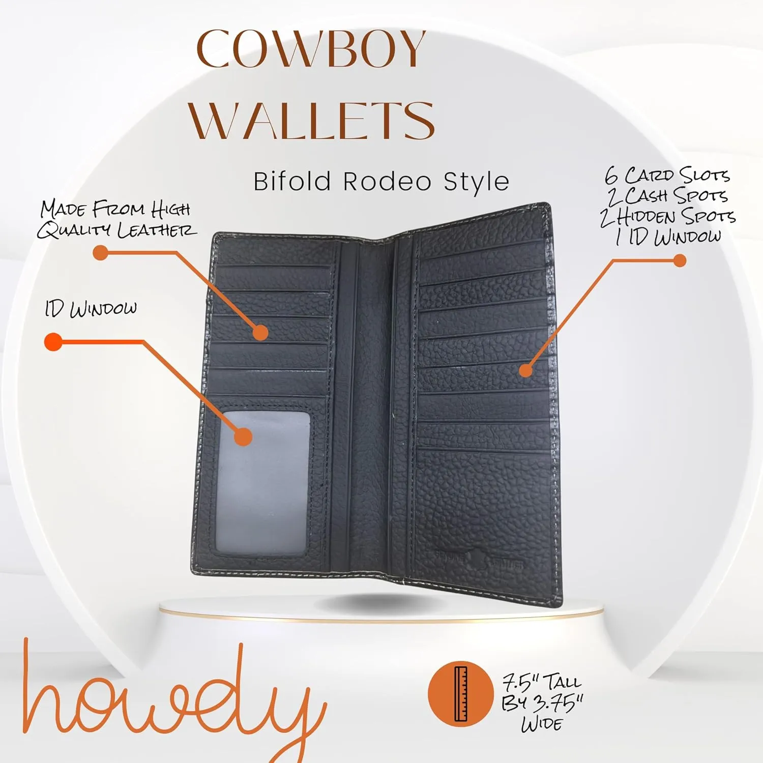 Mens Cowboy Praying Western Long Wallet Floral Cutout Layered Leather Soft Leather Checkbook Style Mens Wallets Leather Bull Rider Rodeo Gifts For Men (Black & White), WS001