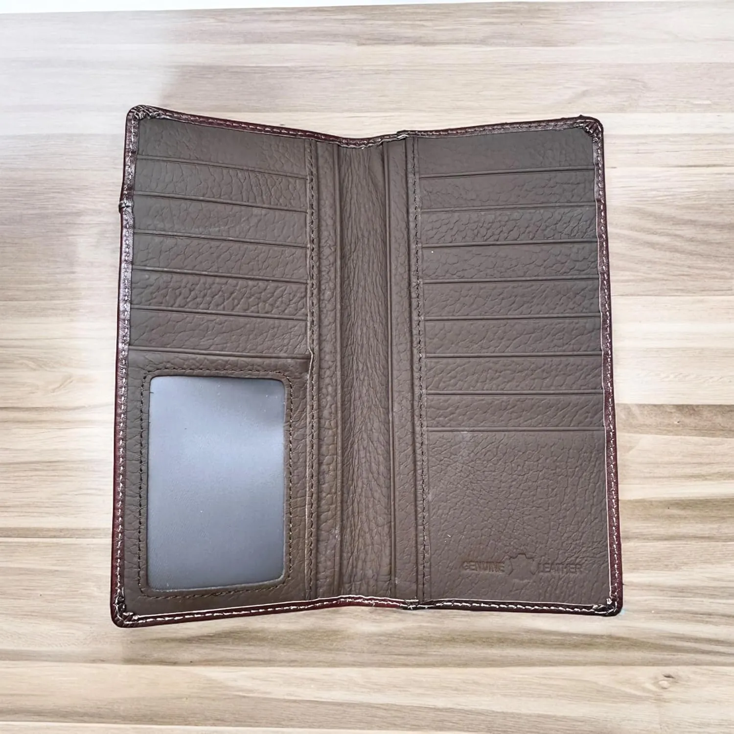 Mens Cowboy Praying Western Long Wallet Floral Cutout Layered Leather Soft Leather Checkbook Style Mens Wallets Leather Bull Rider Rodeo Gifts For Men (Coffee & White)