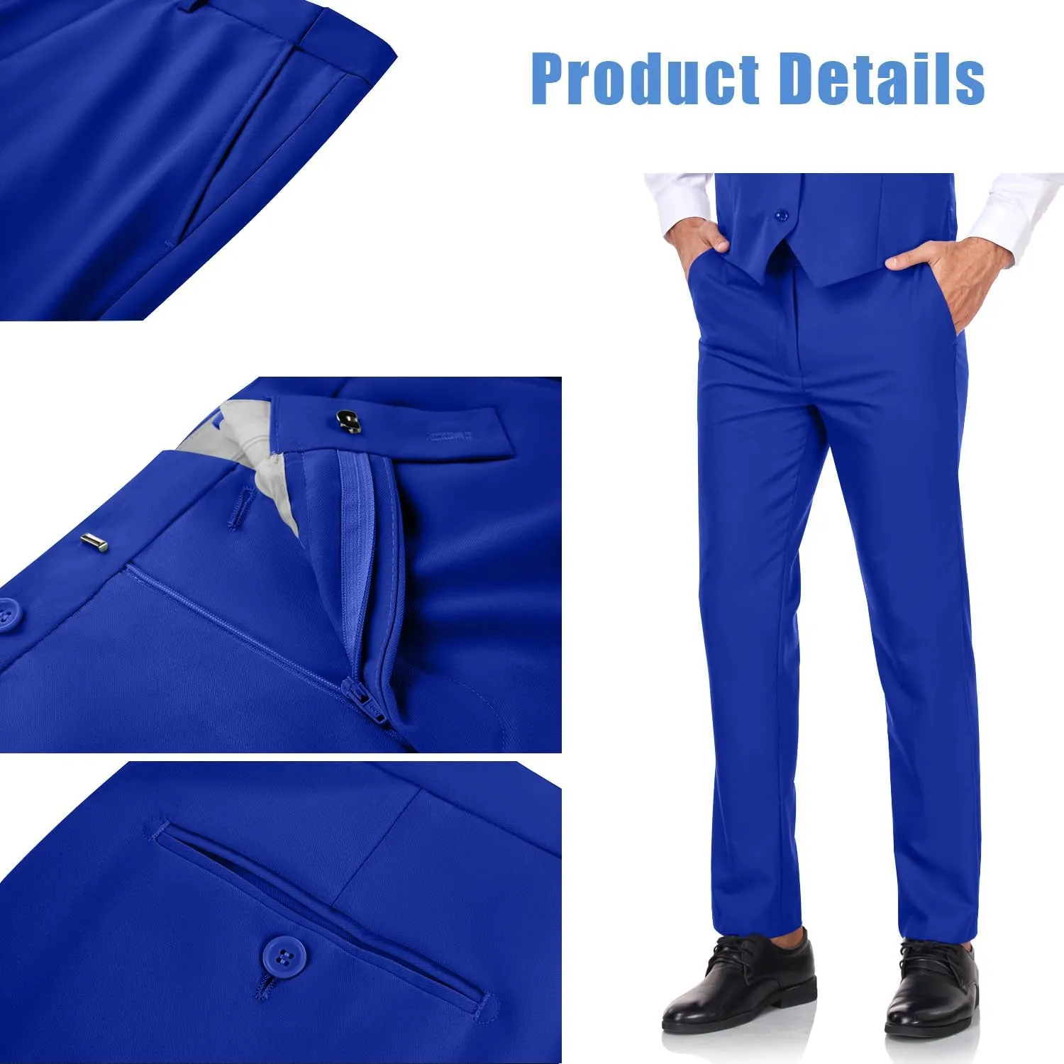 Men's Dress Pants Classic Fit Expandable Waist Casual Flat Front Pant