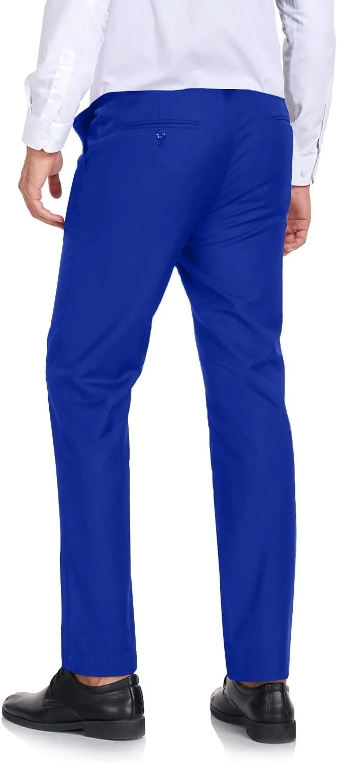 Men's Dress Pants Classic Fit Expandable Waist Casual Flat Front Pant