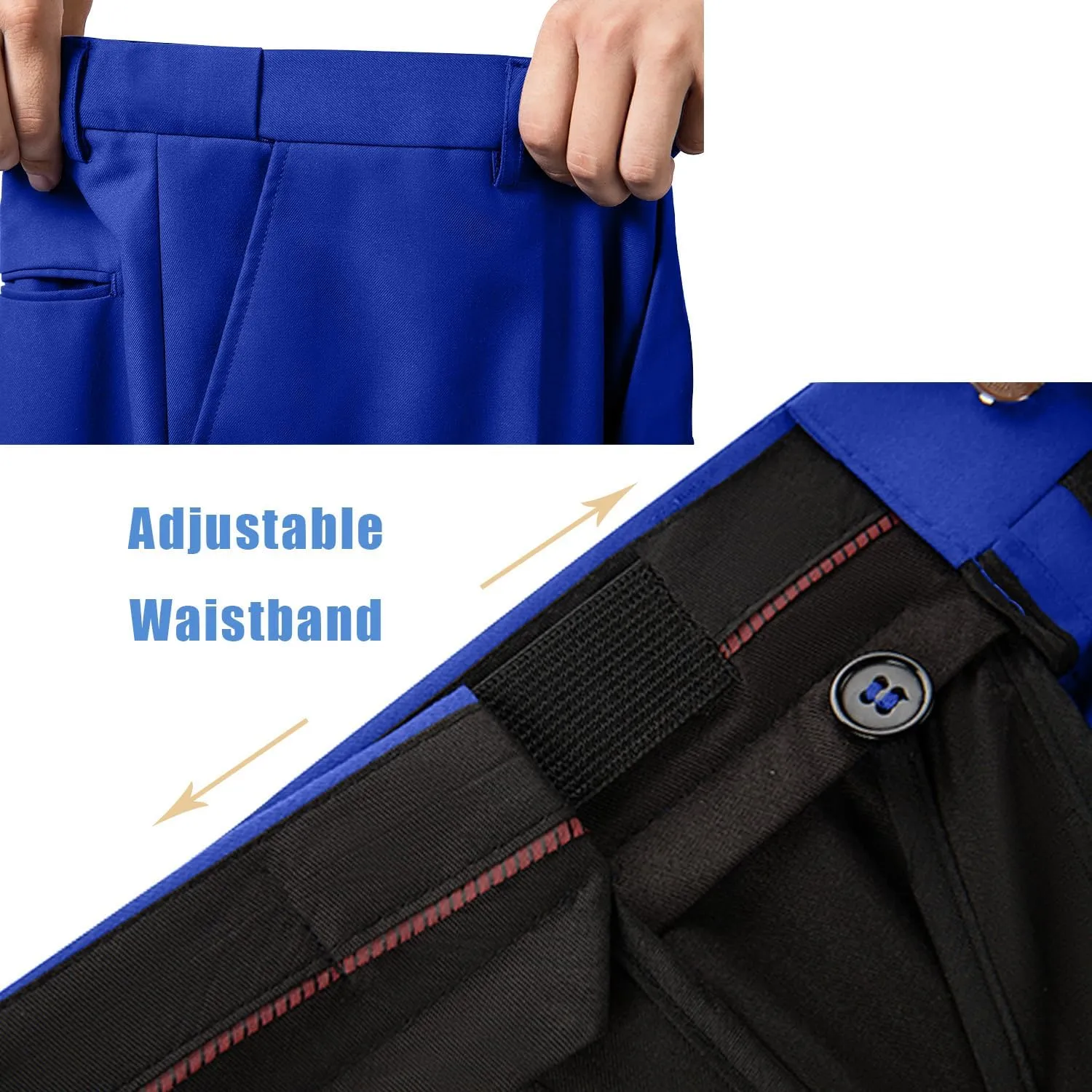 Men's Dress Pants Classic Fit Expandable Waist Casual Flat Front Pant