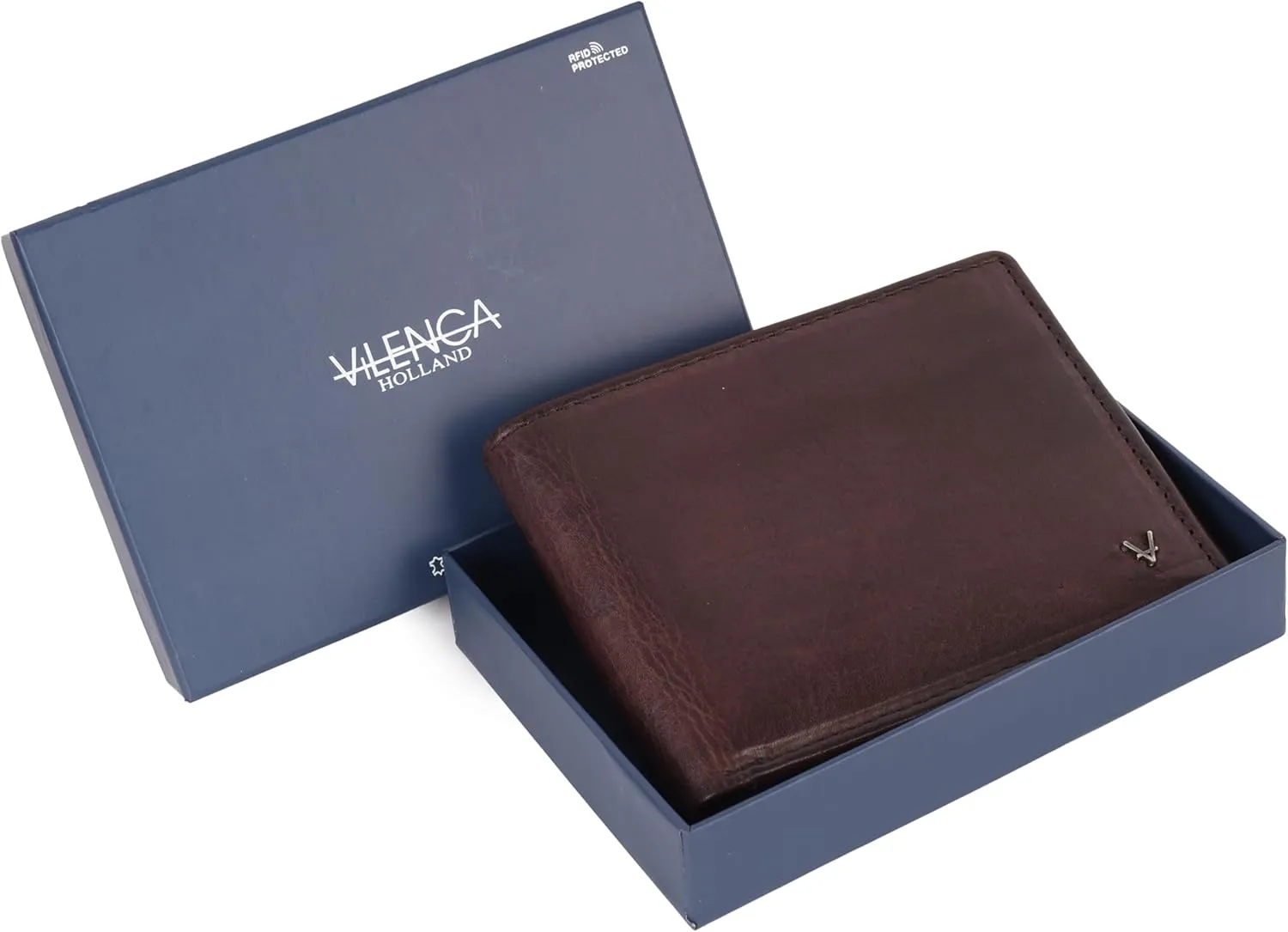 Men's Genuine Italian Leather Bifold Wallet - Sleek & Minimalist, RFID Protected, ID Window Flap, Card Holder, Gift for Him (Brown)
