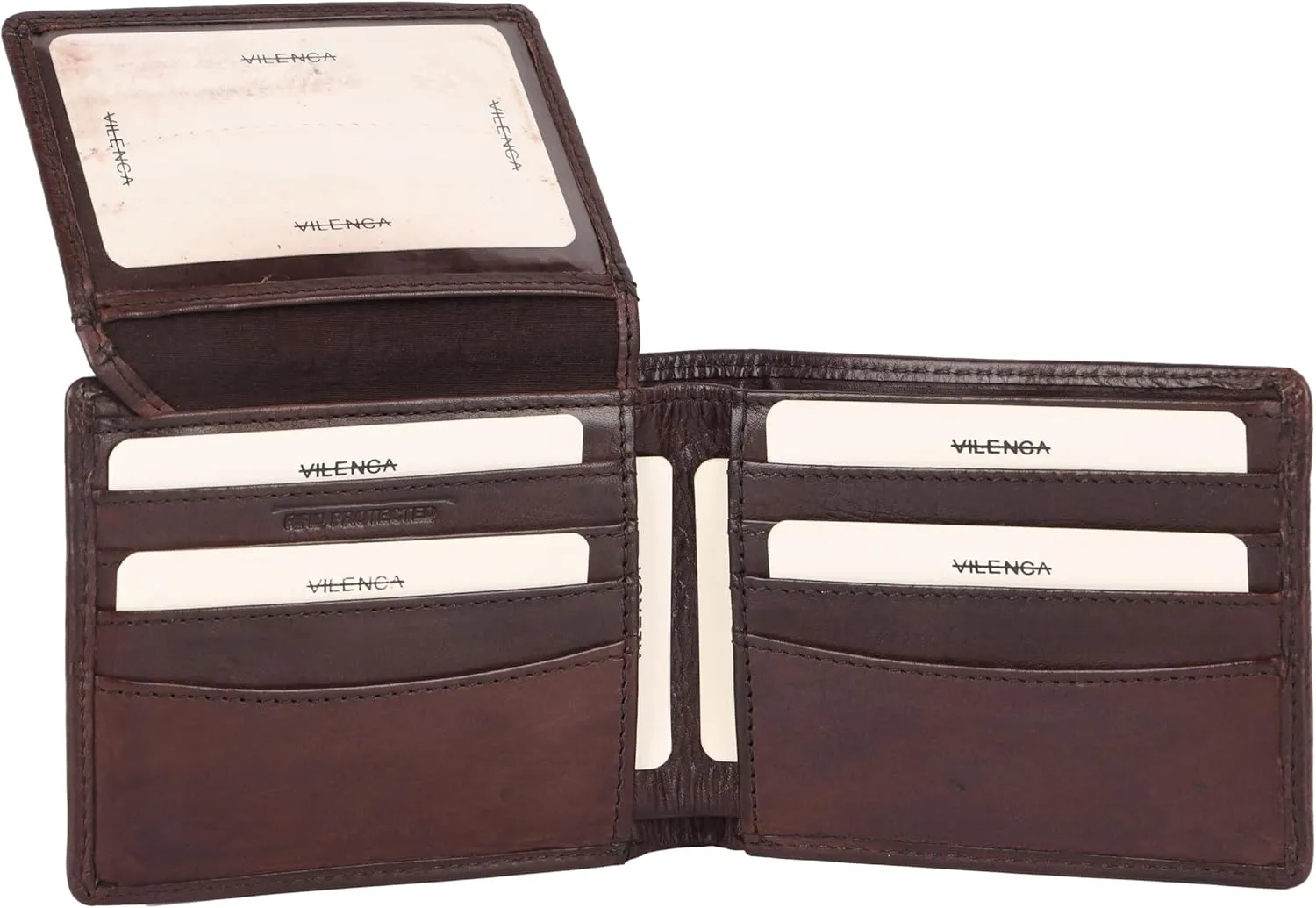 Men's Genuine Italian Leather Bifold Wallet - Sleek & Minimalist, RFID Protected, ID Window Flap, Card Holder, Gift for Him (Brown)