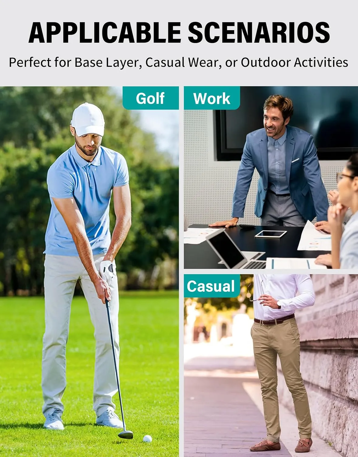 Men's Golf Pants - 30"/32" Dress Pants Wrinkle Free 5 Pockets Stretch Casual Work Travel Slacks