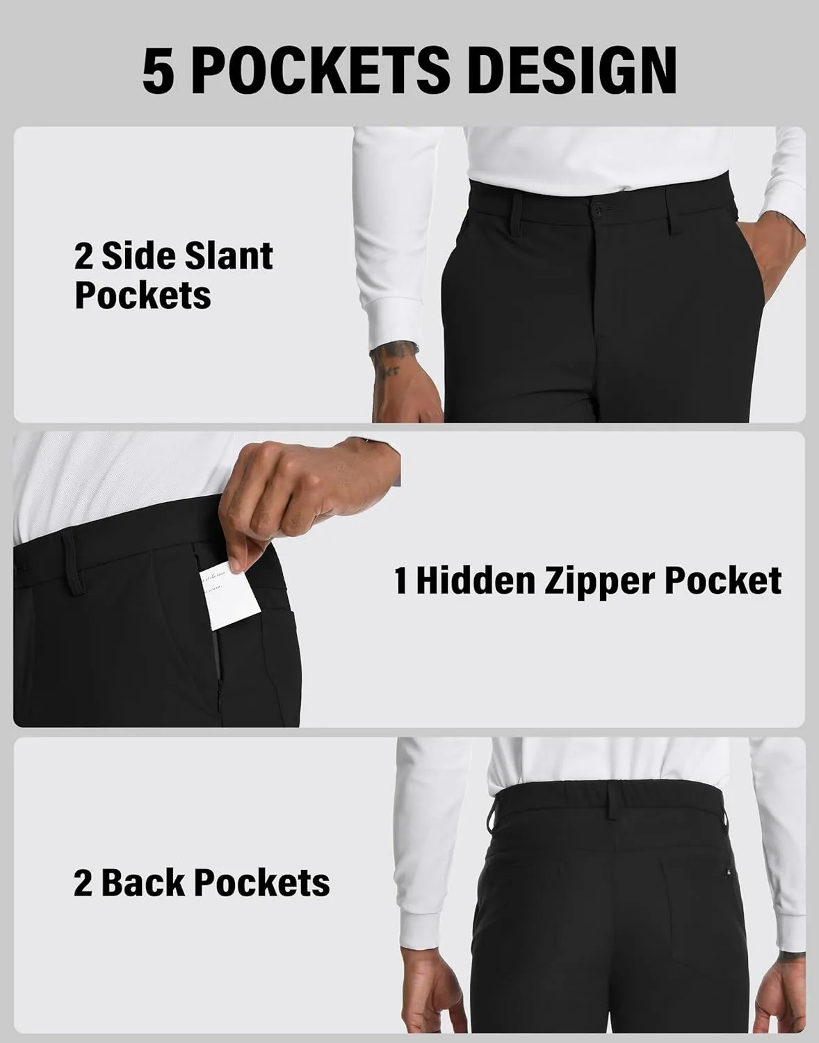 Men's Golf Pants - 30"/32" Dress Pants Wrinkle Free 5 Pockets Stretch Casual Work Travel Slacks